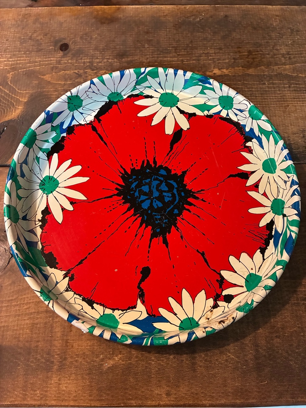 1960’s Decorative Red Poppy Floral Serving Tray - Home Kitchen